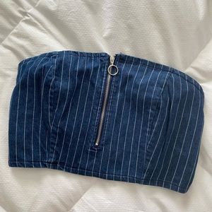 KENDALL & KYLIE Demin Zipper Crop